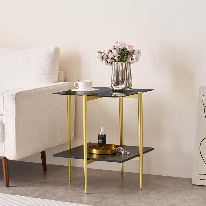 LumFurn Glass End Table, Mid-Century Modern Design Sofa Table, - Image 5