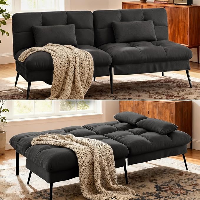 COMHOMA Convertible Futon Sofa Bed, 72″Fabric Futons Couch by ComHoma