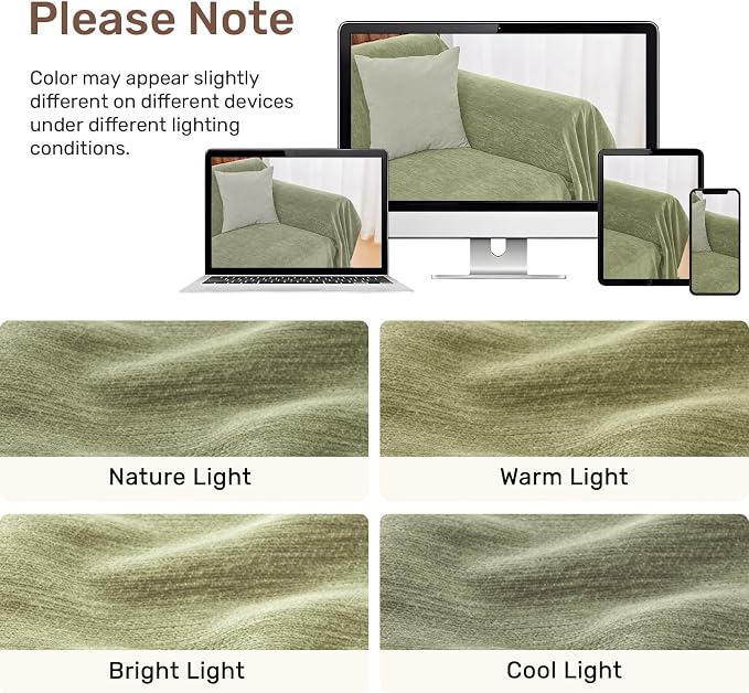 2 Pieces Sectional Couch Covers L Shaped Cover XXXL Light Sage | Thick Washable - Image 8