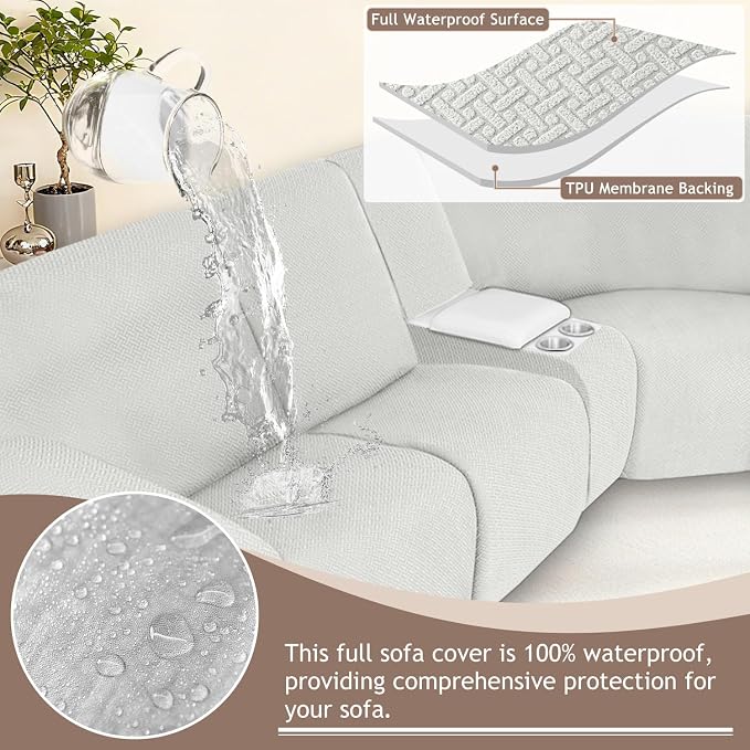 ALIECOM 100% Waterproof Recliner Sectional Couch Covers L Shape Stretch Corner - Image 4