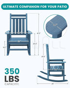 SERWALL Outdoor Rocking Chair Set of 2, HDPE Rocking Chair - Image 3