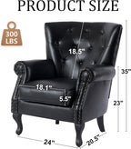 Modern Accent Chair Set of 2, Mid-Century PU Leather Armchair - Image 2