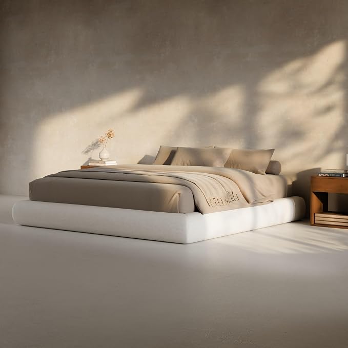 RECCI AirFrame Half-Moon Upholstered King Platform Bed Frame, Velvet Curved - Image 7