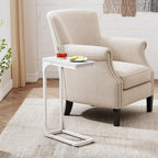 QEEIG Narrow C Shaped Side Table Set of 2 Living Room Sets Slim Couch Tray - Image 2