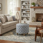 Homepop Home Decor | Upholstered Round Storage Ottoman | Ottoman - Image 2