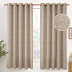 YoungsTex Oatmeal Linen Curtains 60 x 63 Inch Length 2 Panels Set | Wide Semi by YoungsTex