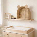 Arched Bear Nursery Wall Shelf, Handwoven Wicker Nursery Shelf - Image 7