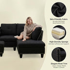 97.5" L Shaped Couch Set Linen, Modular Sectional Couches - Image 4