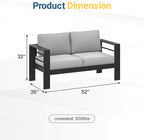 Wisteria Lane Metal Patio Furniture Sofa, All-Weather Outdoor Couch - Image 2