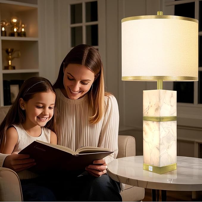 Natural Alabaster Table Lamps Set of 2 - Image 5