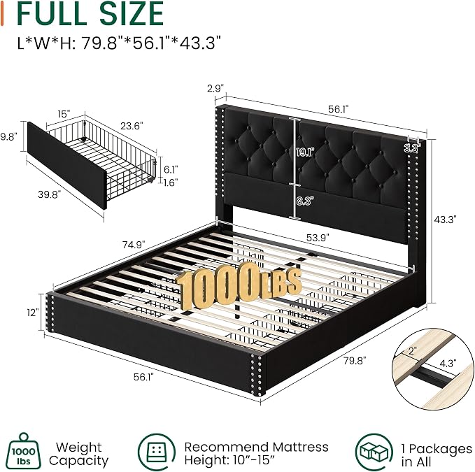 LARMACE Full Size Bed Frame - Image 2