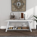 Oastreeful Industrial Entryway Bench Rustic Wood and Metal Storage Bench - Image 3