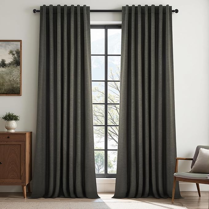 Topfinel 108 Inch Curtains 2 Panels Set Charcoal Grey Curtains 108 Inches Long by Topfinel