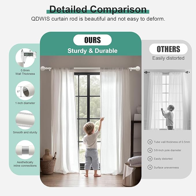 QDWIS Antique White Curtain Rods - Image 3
