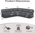 Yolsali Manual Reclining Sectional Sofa Set, 7 Seats Soft Dutch Velvet Recliner - Image 2