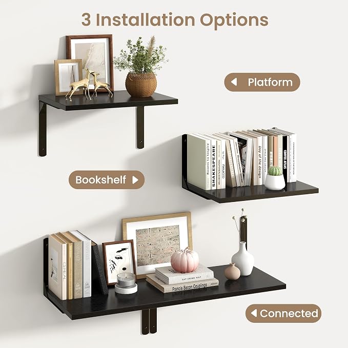 Fun Memories Floating Shelves for Wall, 12 Inch Deep Floating Shelves Set of 2 - Image 5