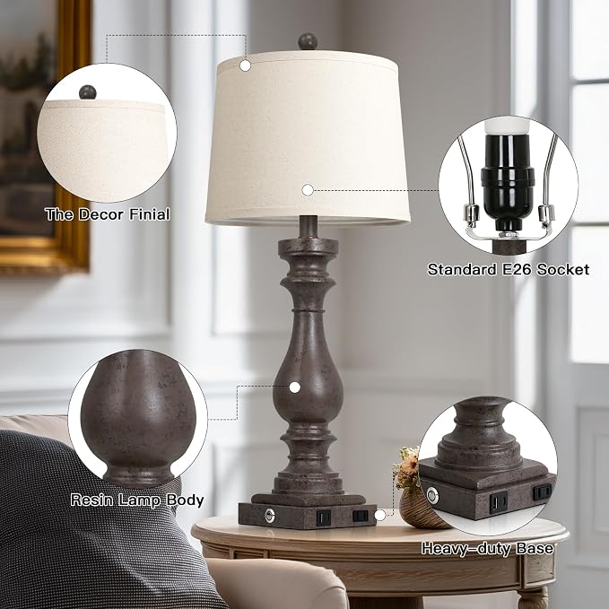 Cinkeda 29" Tall Farmhouse Table Lamp - Image 7