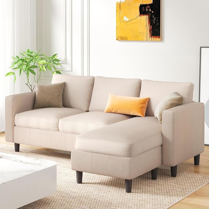JAMFLY Couches for Living Room, 3-Seat Reversible Sectional Sofa - Image 3