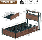 Rolanstar Twin Bed Frame with 4 Storage Drawers & 2-Tier Storage Headboard - Image 2