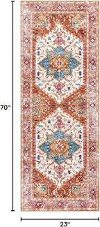 Yamaziot Washable Runner Rug, 2x6 Non-Slip Boho Vintage Hallway Kitchen Rug | - Image 2