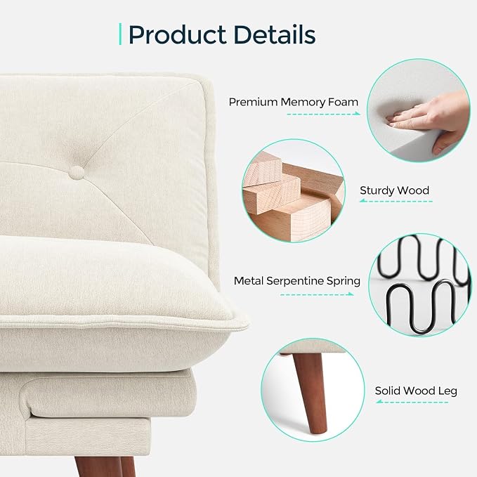 LINSY HOME Futon Sofa Bed, 3 in 1 Convertible Comfy Loveseat Sleeper Sofa Bed - Image 6