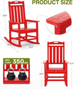 Outdoor Adirondack Rocking Chairs All-Weather HDPE Patio Rocker Chair - Image 3