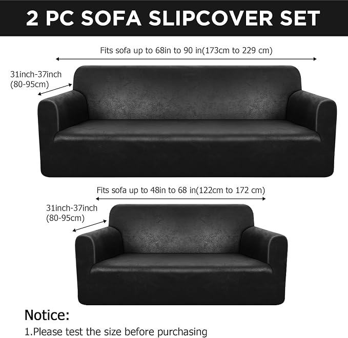 Peryiter 2 Pcs Sofa Covers Couch and Loveseat Covers Set Stretch Sofa Slipcover - Image 2