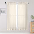 Cream Sheer Curtains 68 Inch Length 2 Panels Set by OWENIE