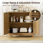 Fluted Cabinet with Storage, 2 Doors Sideboard Buffet, Mid Century Modern - Image 4