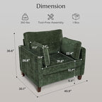 Luxury Oversized Accent Chair, 40.9" Upholstered Comfy Piping Single Armchairs - Image 2