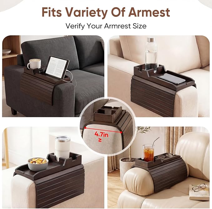 Bamboo Couch Arm Tray Table - Image 6