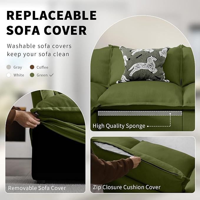 Cloud Sectional Sofa, Down Fill Sectional Sofa, Detachable Couch Cushion Covers - Image 5