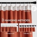 MIULEE Fall Burnt Orange Back Tab Blackout Curtains 52"x102" Length 2 Panel | - Image 3