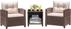 Devoko 3 Pieces Patio Furniture Set, PE Rattan Wicker Patio Set by DEVOKO