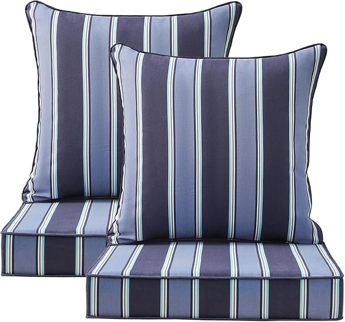 Outdoor Deep Seat & Back Cushion Set, 24 x 24 Inch Water Repellent and Fade by Supflourishia