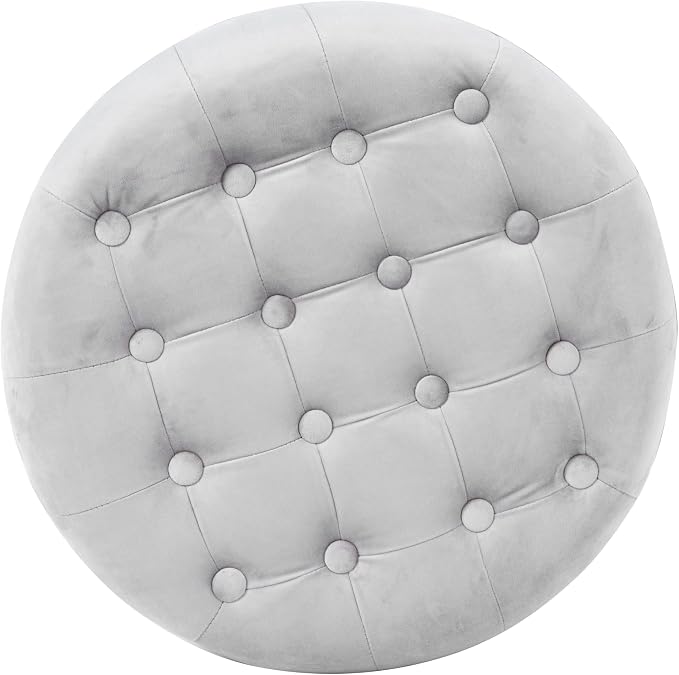 HomePop by Kinfine Fabric Upholstered Round Storage Ottoman - Image 9