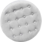 HomePop by Kinfine Fabric Upholstered Round Storage Ottoman - Image 9