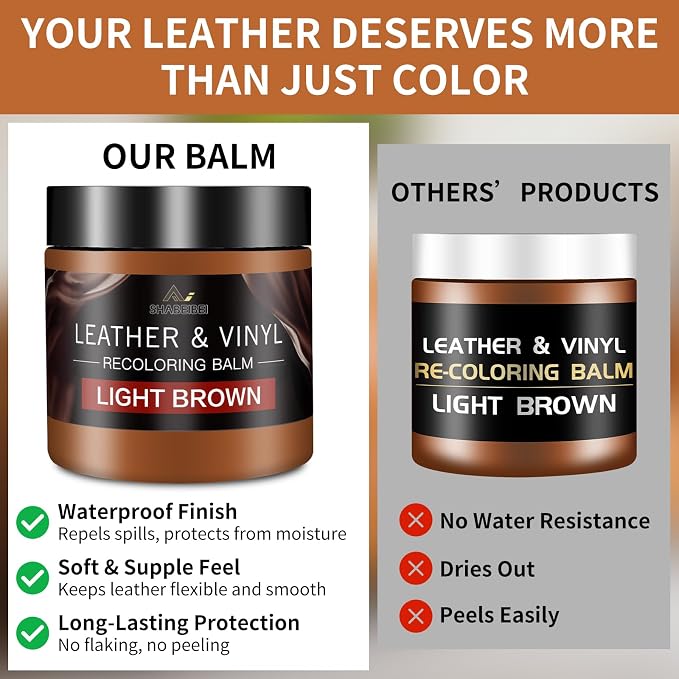 Leather Recoloring Balm and Scratch Repair Kit, Light Brown Leather Restorer - Image 2