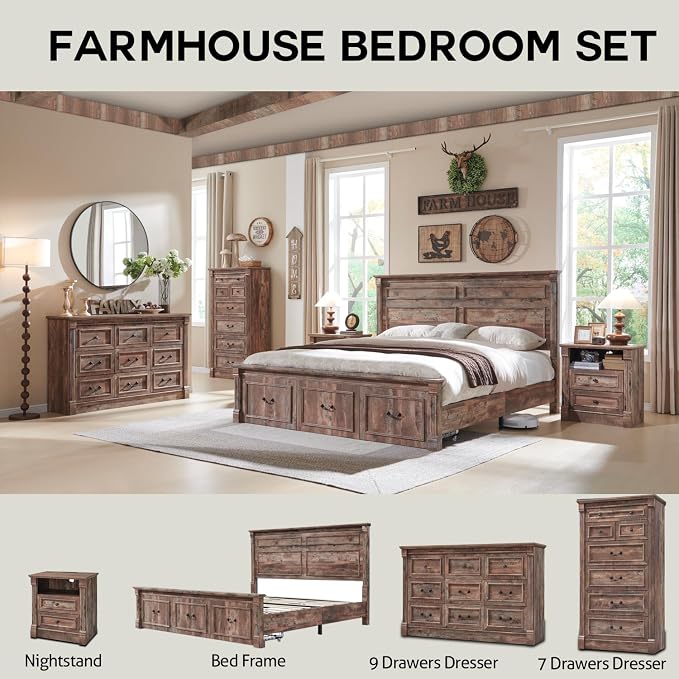 Aitjunz Farmhouse King Size Bed Frame - Image 6