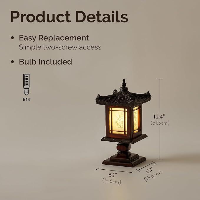 Traditional Korean Wood Lamp | Handmade Asian Oriental Table Lantern | Bedside - Image 5