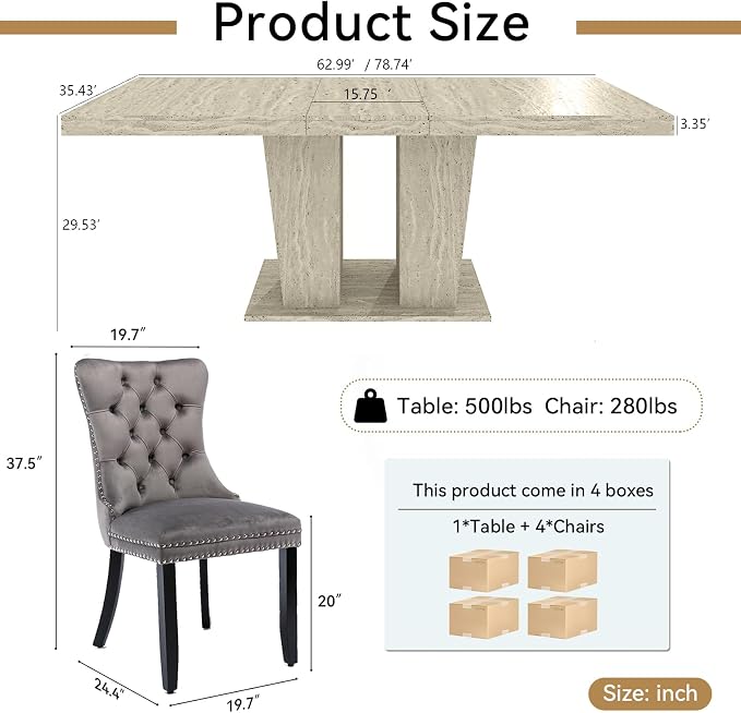 Henf 5 Pieces Extendable Dining Table Set - Image 3
