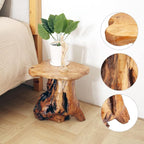 13.8" Cedar Stump Stool, Natural Wooden Side Table, Plant Stool, Live Edge - Image 9