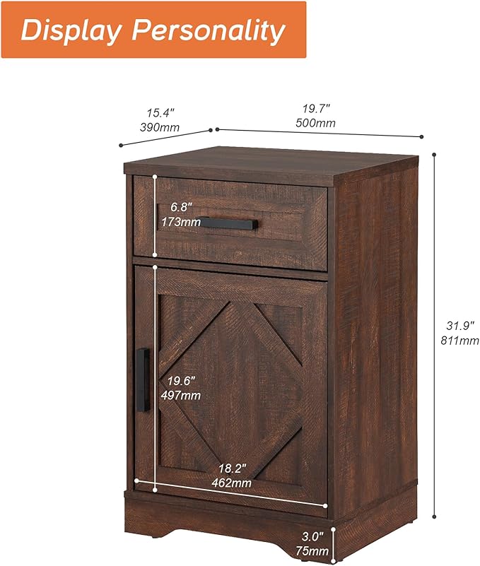 WAMPAT 32" H End Table for Living Room, Rustic Nightstand - Image 2