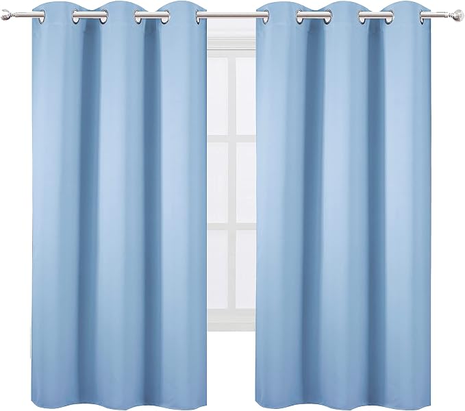 Sky Blue Thermal Blackout Curtains/38 x 63 Inch/Set of 2 Panels Room Darkening - Image 2