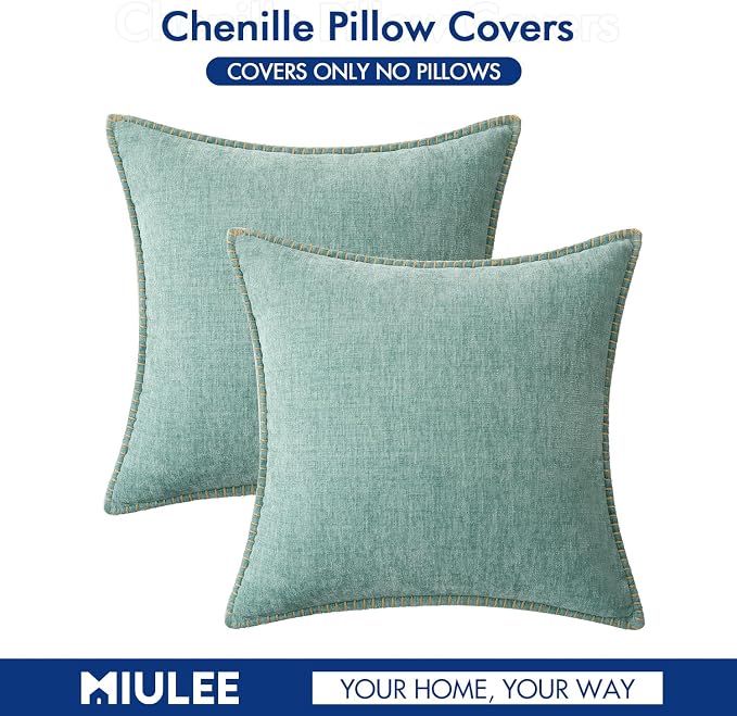 MIULEE Decorative Couch Throw Pillow Covers 20x20 Inch Coastal Light Blue | 2 - Image 7