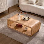 Modern Wood Coffee Table, Rectangular Minimalist Center Table - Image 5