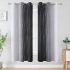 Black and Greyish White Ombre Blackout Curtains - Image 2