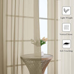 Taupe Sheer Curtains 108 Inches Long 2 Panels, Dual Rod Pocket Light Filtering - Image 2