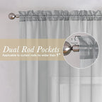Light Grey Sheer Curtains 90 Inches Long 2 Panels, Light Filtering Voile Airy - Image 5