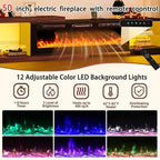 Extendable TV Stand with 50" Electric Fireplace, Modern LED Entertainment - Image 4